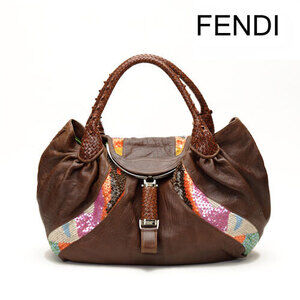 Fendi Spy Bag Tote Leather Sequins Black